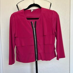 MSK Pink Blazer with Black Zipper and Cropped Style